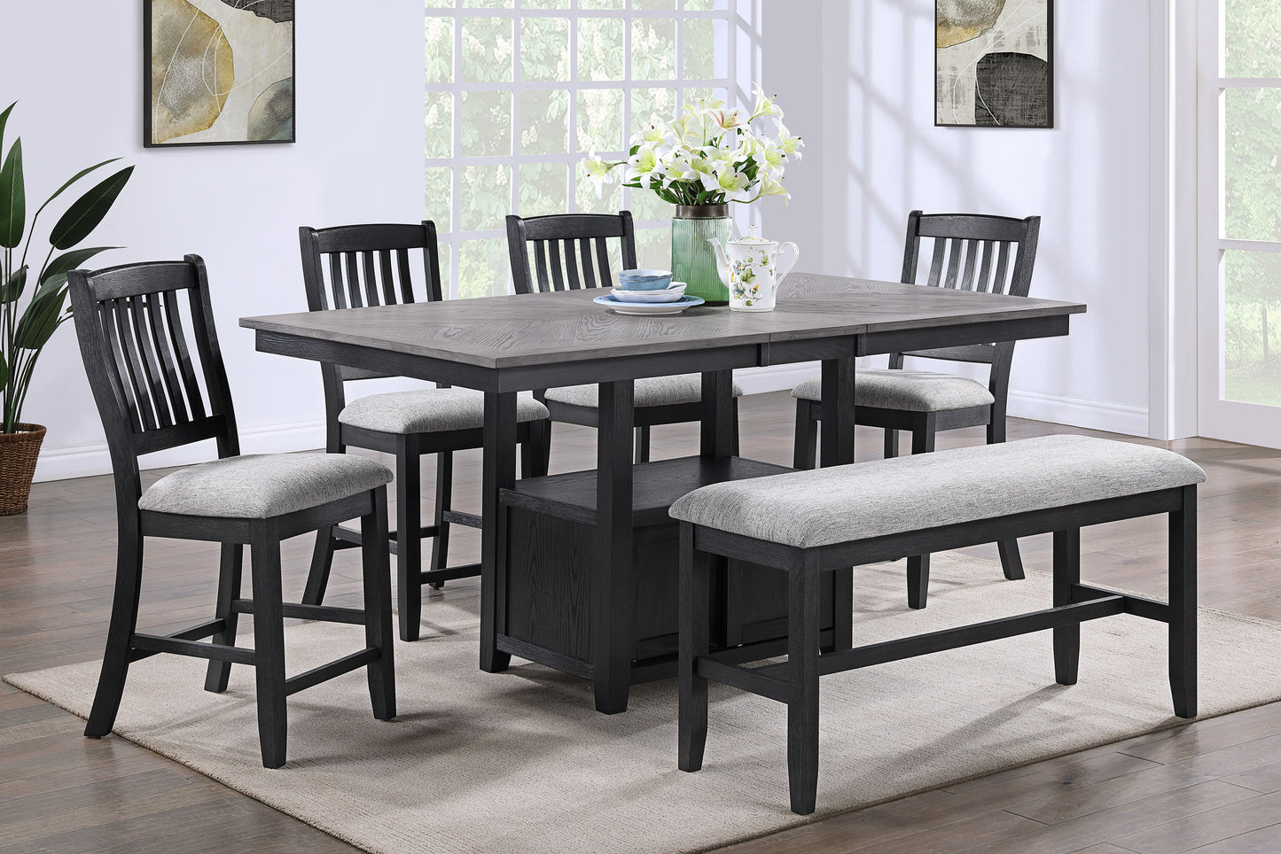Buford - Counter Height Bench - Charcoal / Light Gray